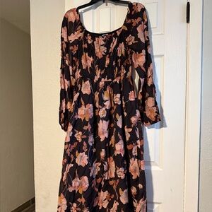 Floral Black and Pink Women's Dress